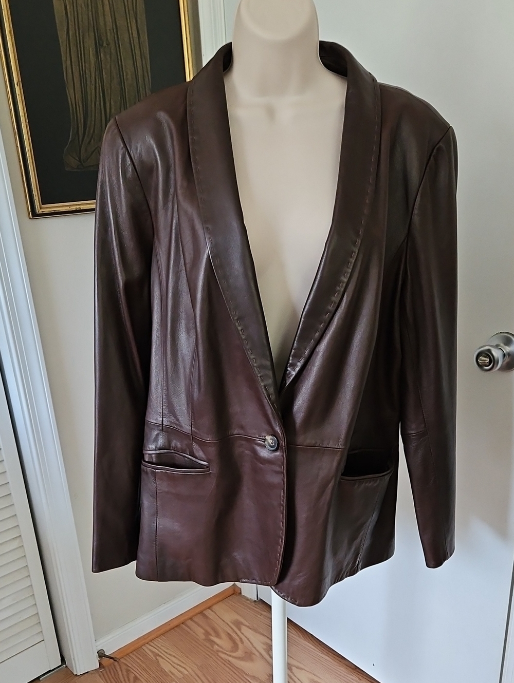 Talbots Brown Lamb Skin Leather Blazer Size 18